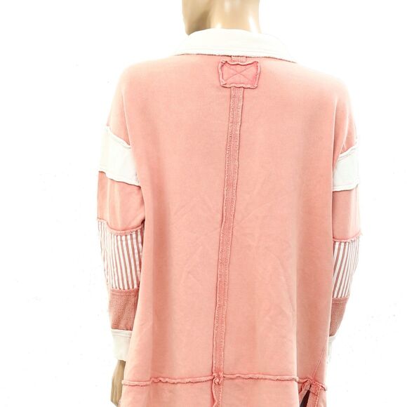 Free People We The Free Clean Prep Polo Pullover Top Oversized Striped XS 281002 - Picture 7 of 8